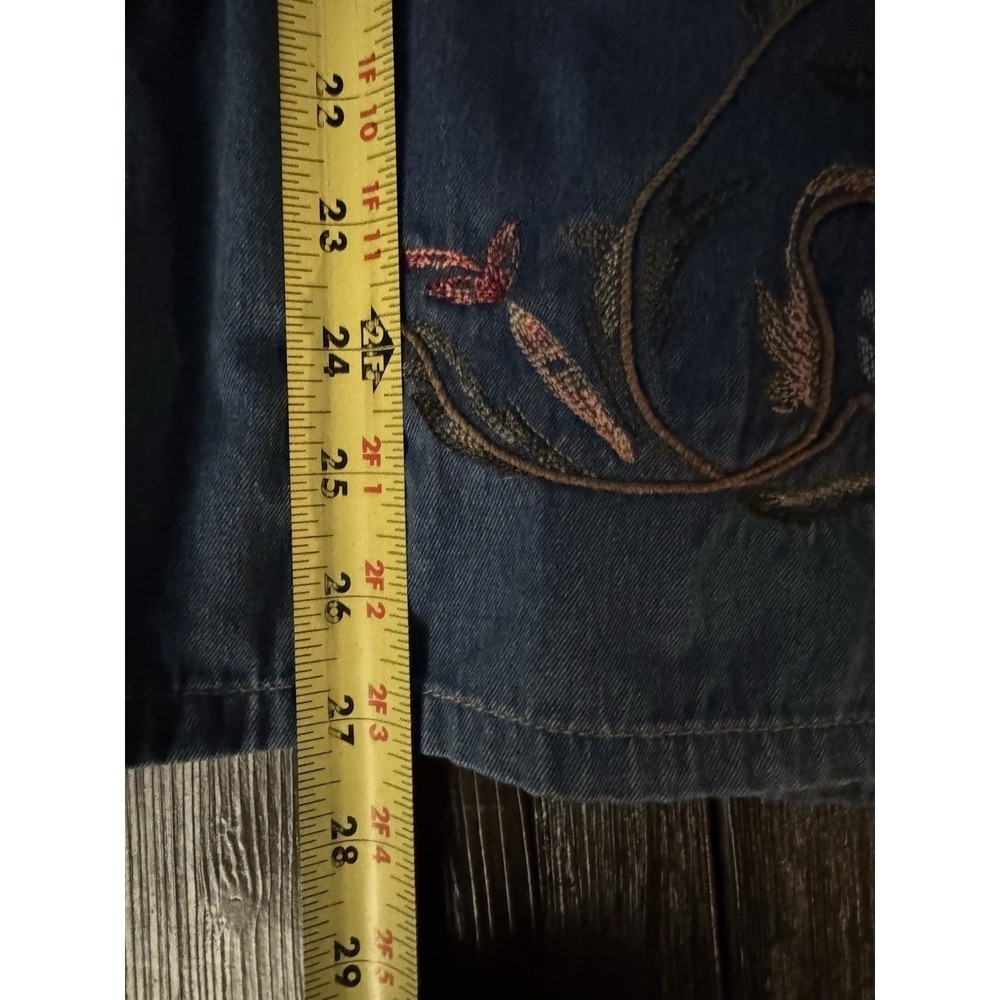 Vintage Koret 90s Denim Floral Embroidered Cottagecore Button Up Western Top 20W - Picture 5 of 10